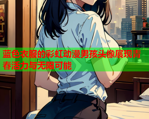 蓝色衣服的彩虹动漫男孩头像展现青春活力与无限可能